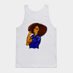 Anime Afro anime strong woman with afro and blue eyes Tank Top